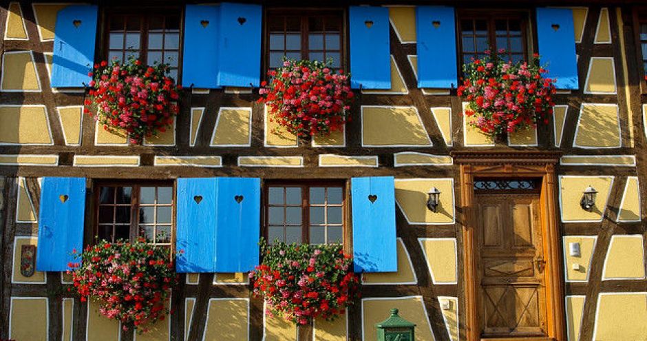 Hôtel restaurant Les deux clés à Moernach, colombages et architecture dans le Sundgau, Alsace